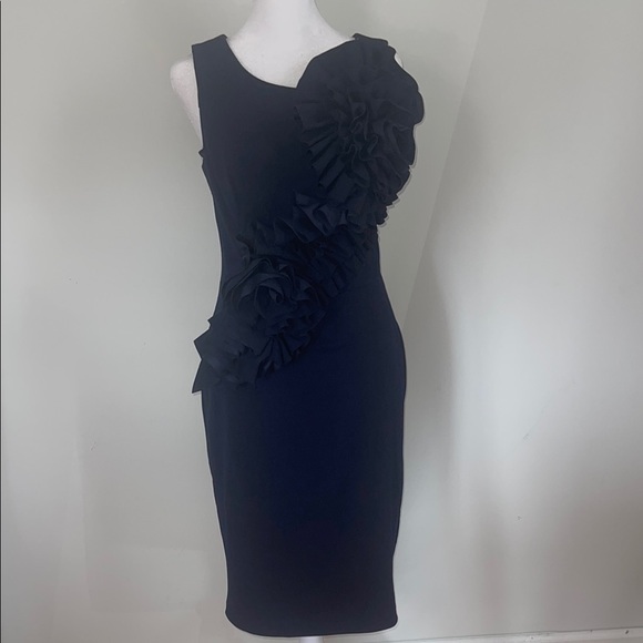 Betsy Adam Elegant Black Ruffle Dress size 6 - Picture 1 of 4